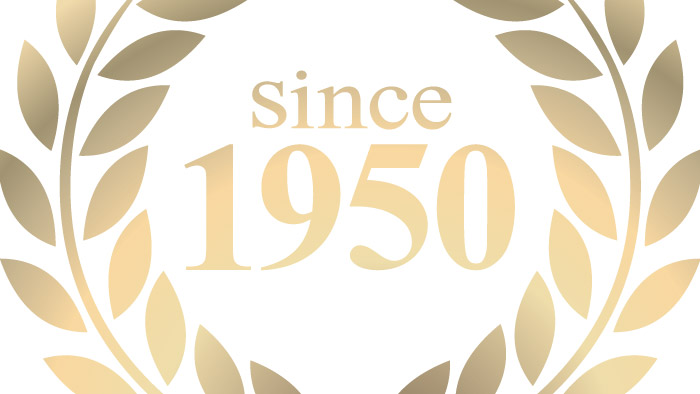Image of a gold wreath surrounding the phrase since 1950